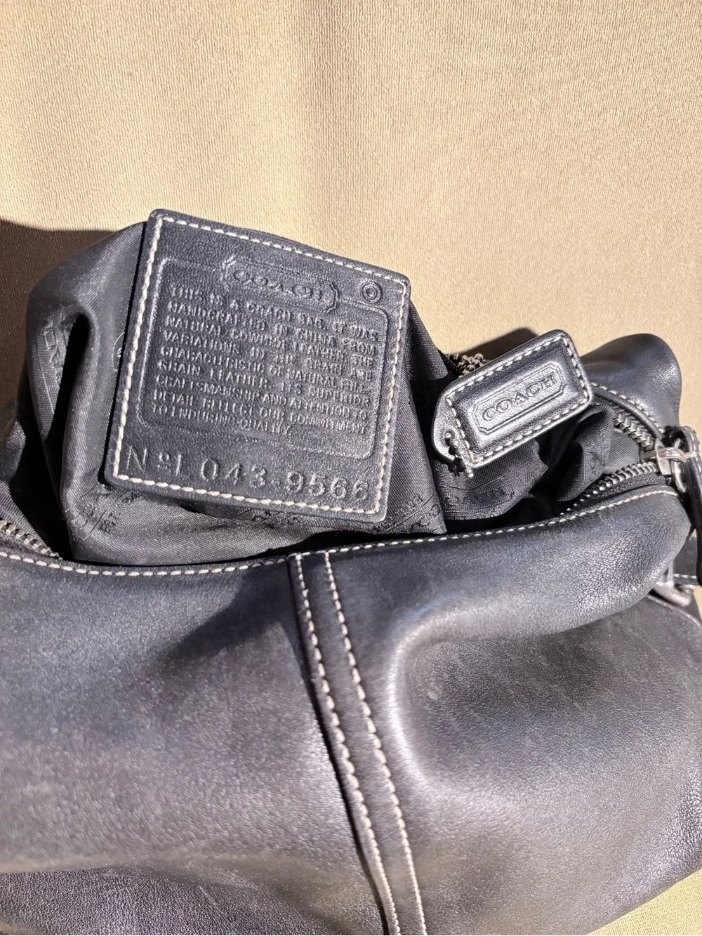COACH Medium Hobo Leather Shoulder Crossbody Bag in Black with Silver Hardware